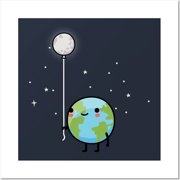 Earth and Moon Wall Art by wawawiwa